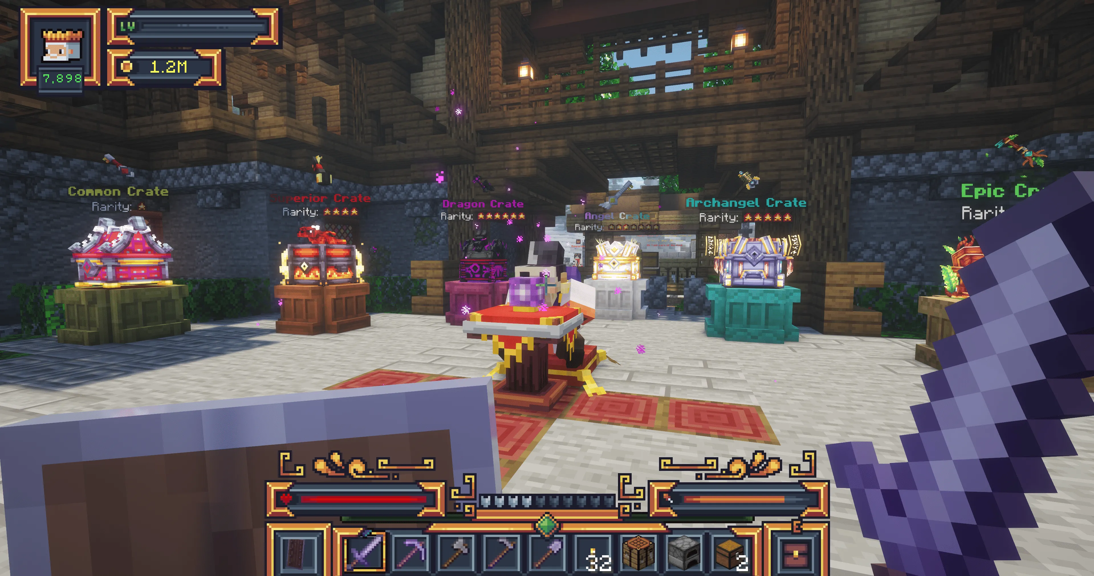 MineKai Minecraft Towny server crate area at warp crates