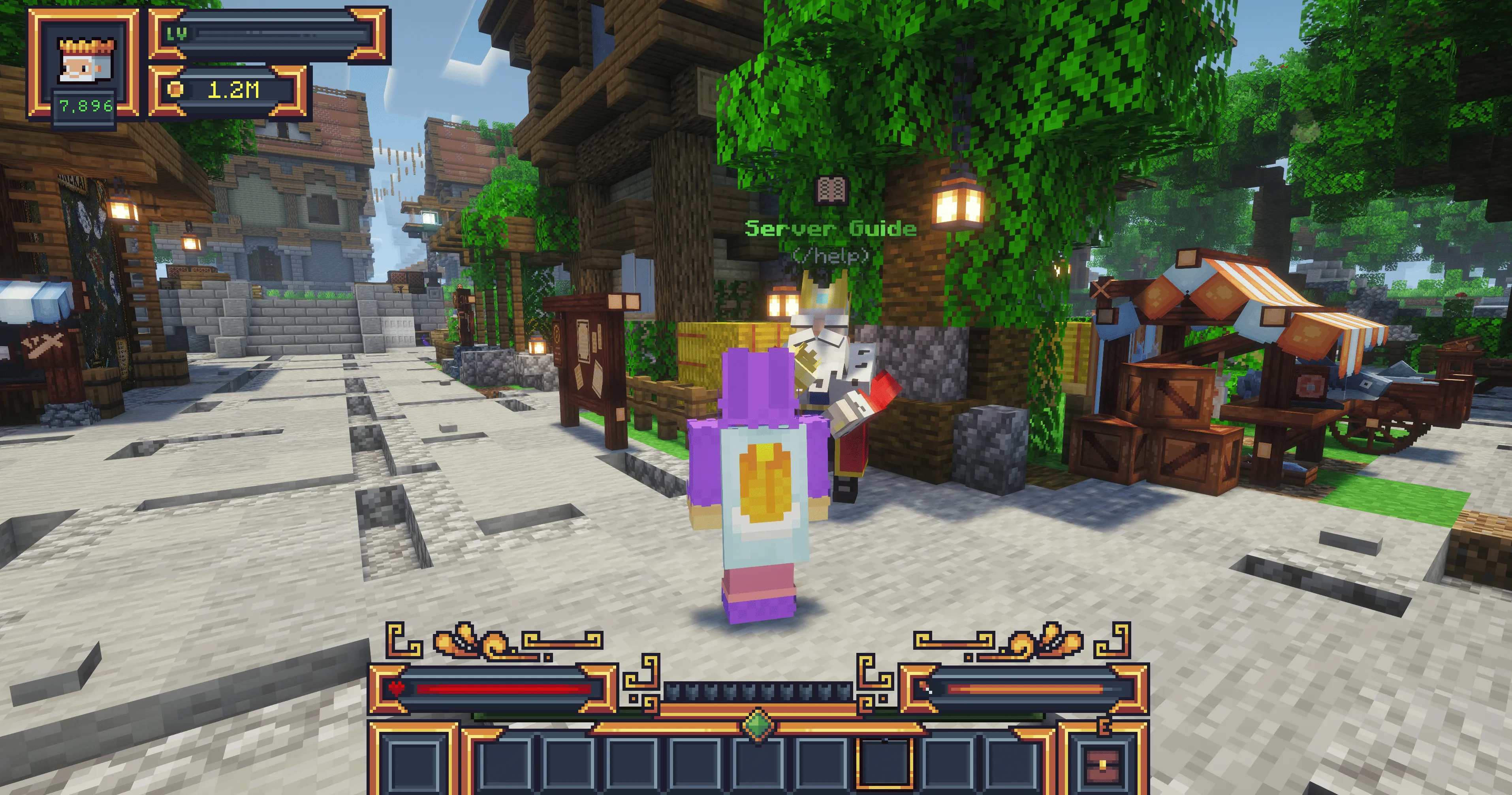 MineKai Server Guide King NPC at the Minecraft Towny server spawn