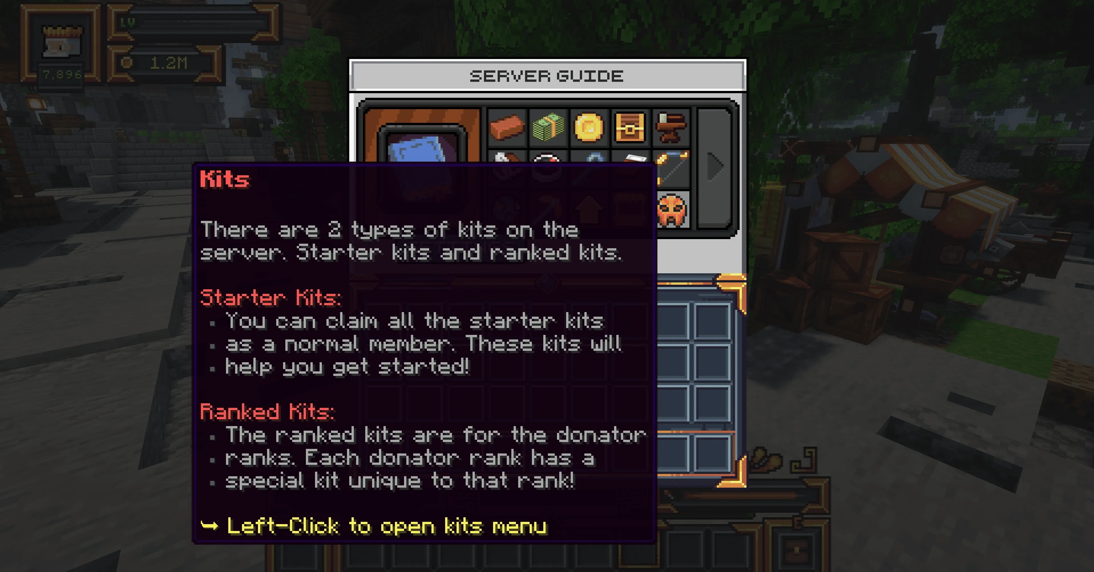 Kits section in the MineKai Minecraft Towny server guide