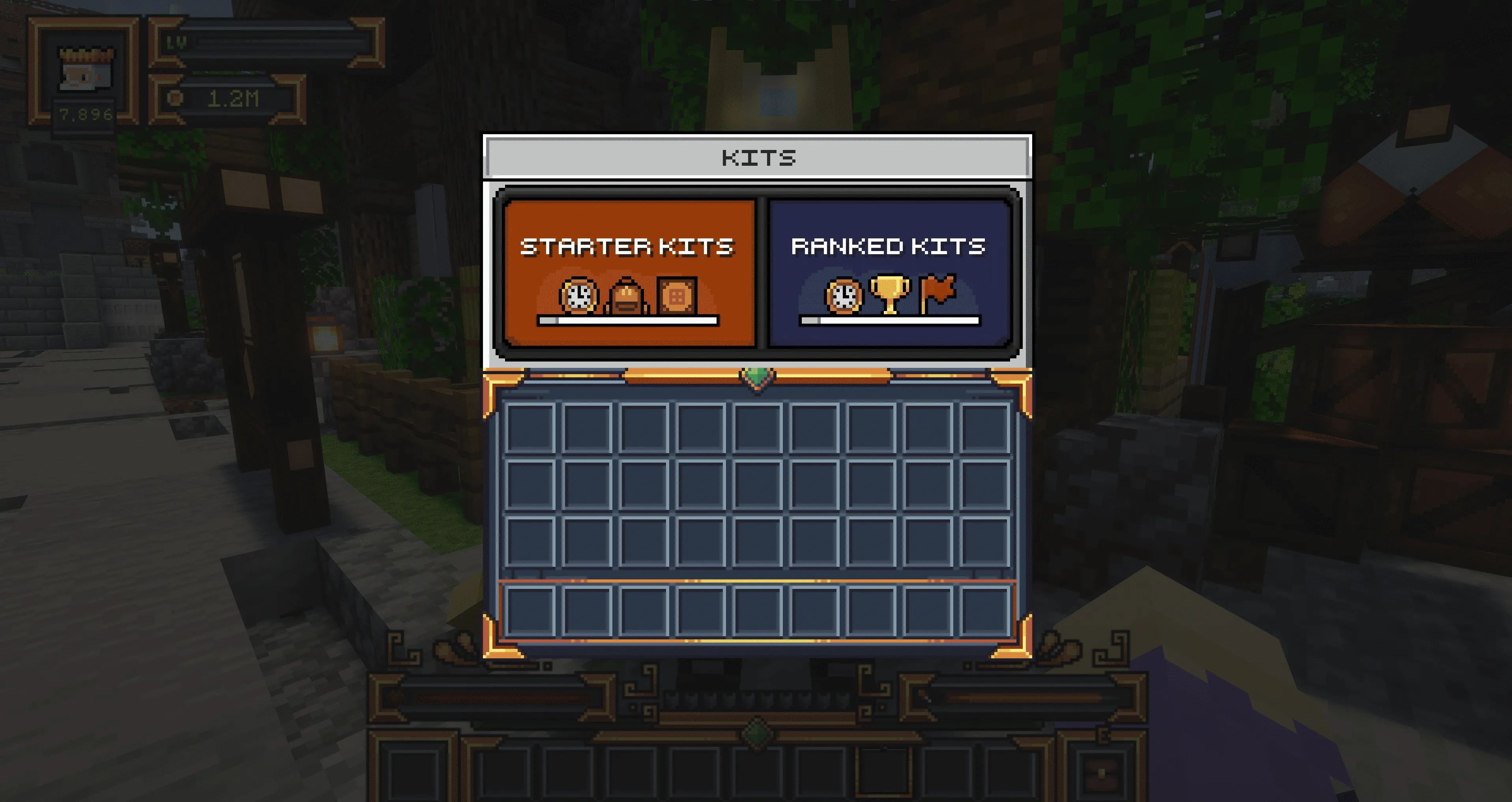 MineKai Starter Kits menu for new Minecraft survival players