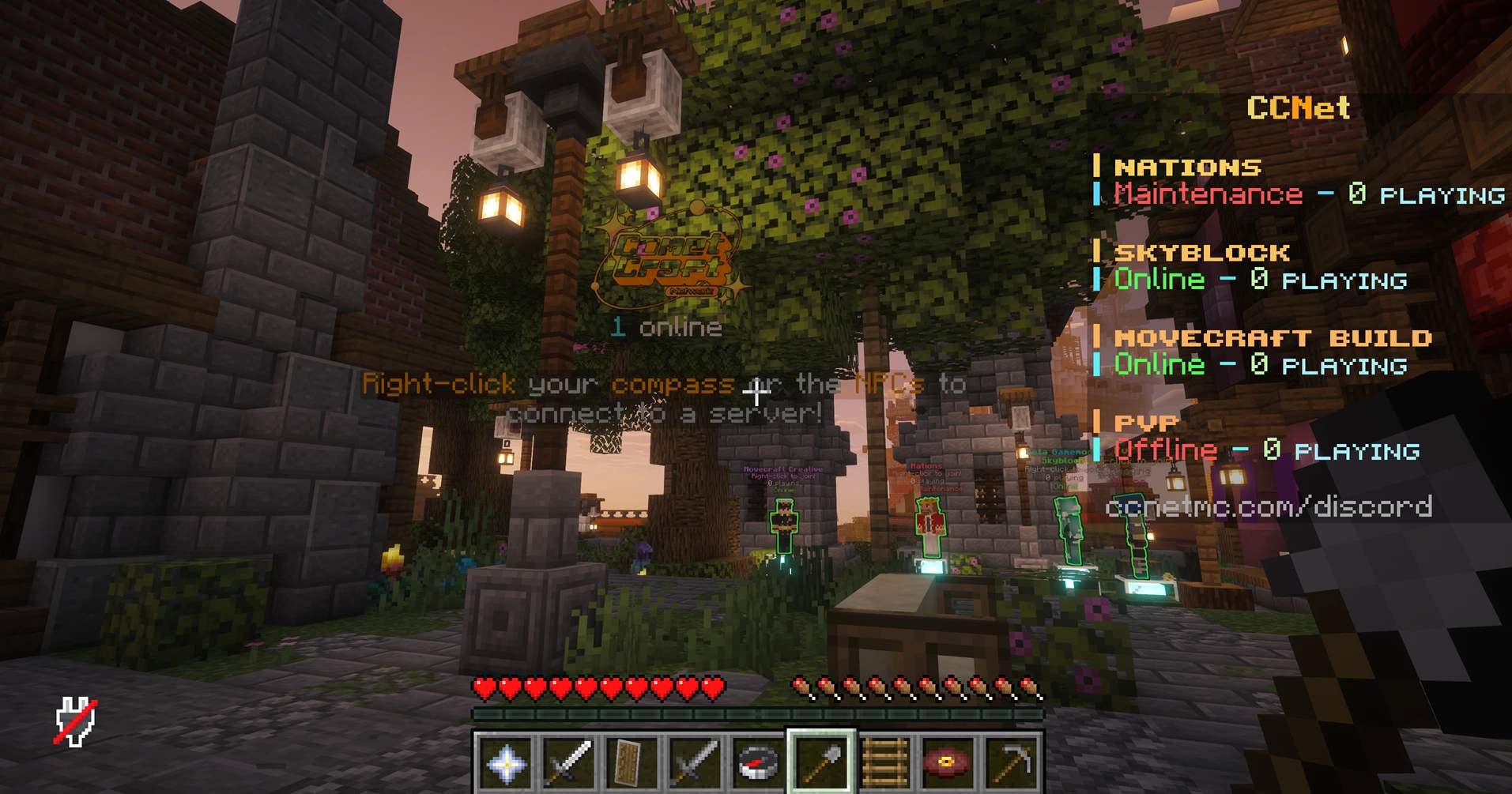 CCNet Minecraft server during testing