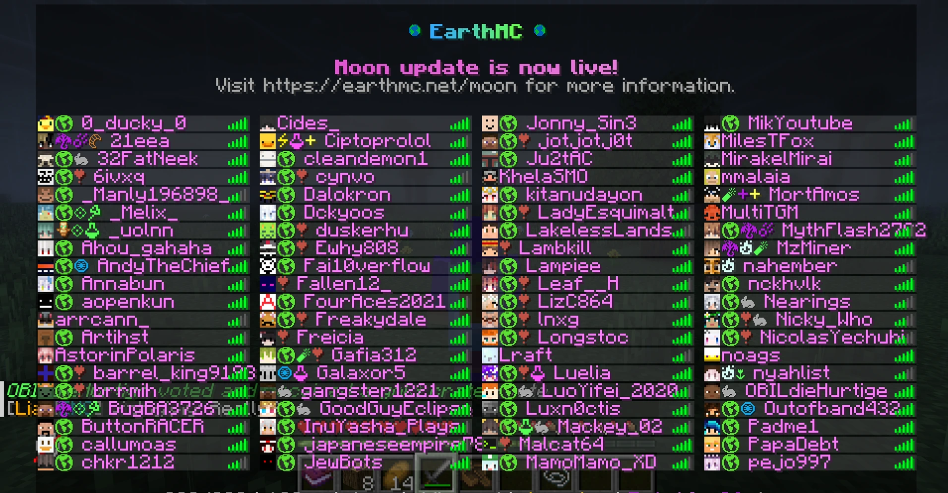 EarthMC towns and nations