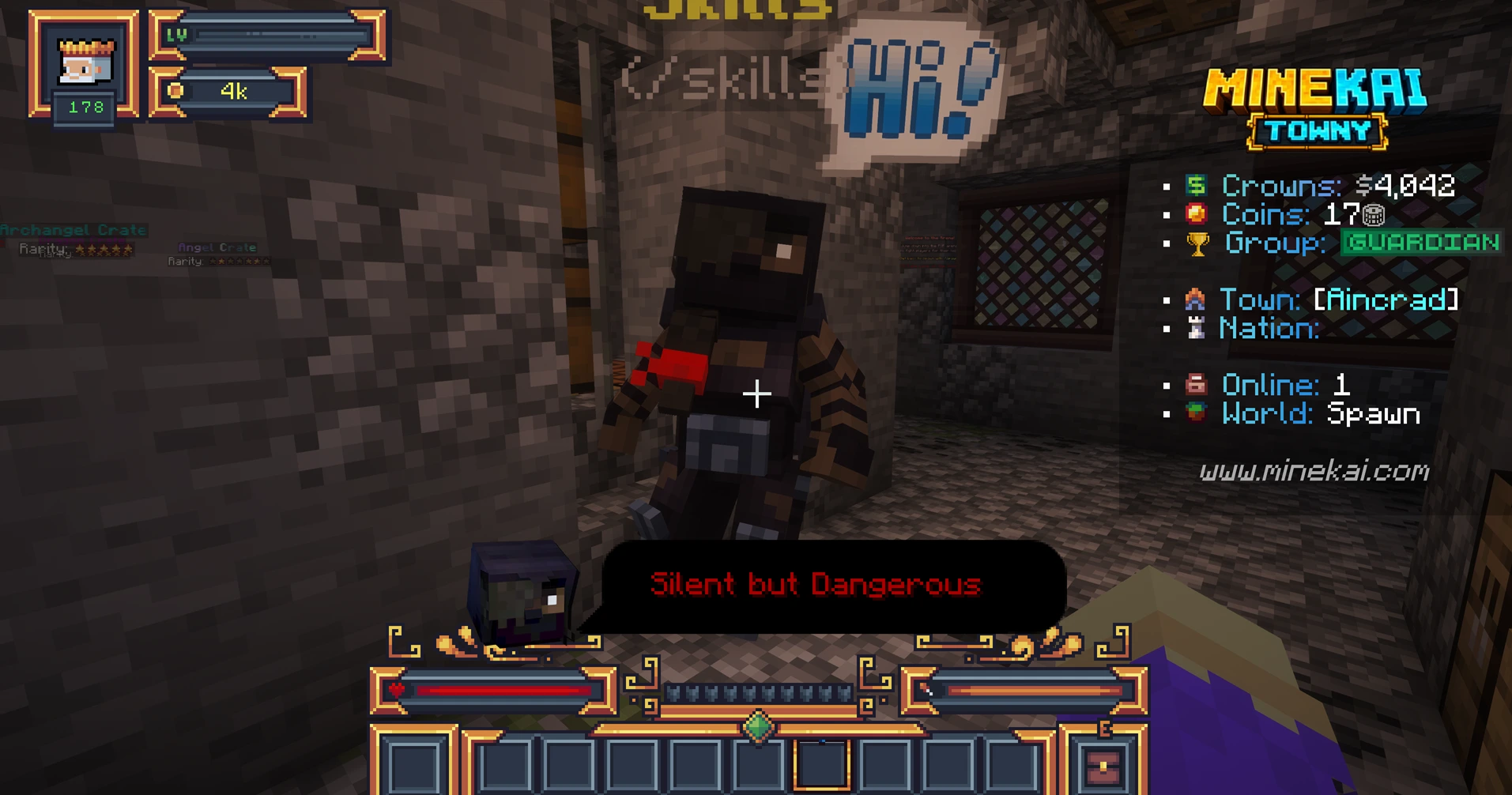 MineKai Minecraft RPG Skills NPC used to access character skill progression