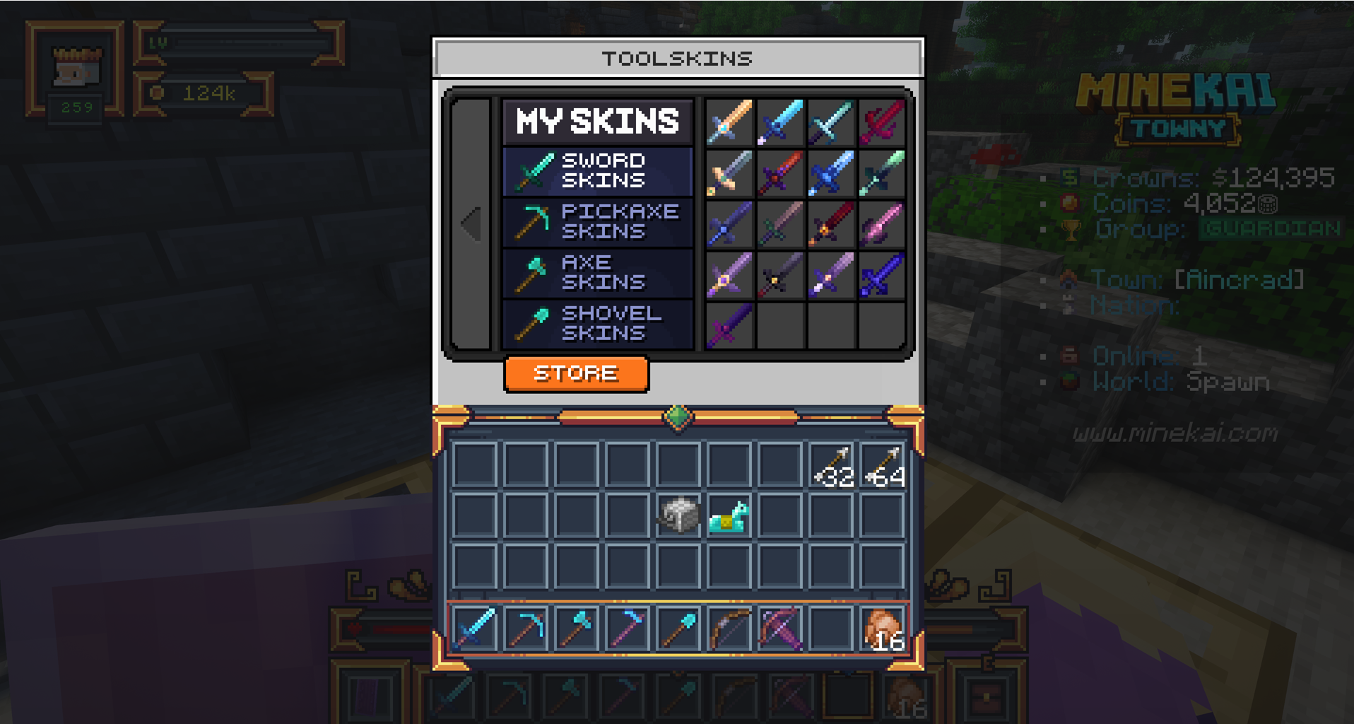 MineKai custom tool skins without client mods