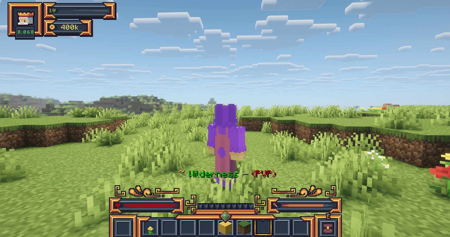 Towny 16x16 plot border showing a single Minecraft chunk on MineKai