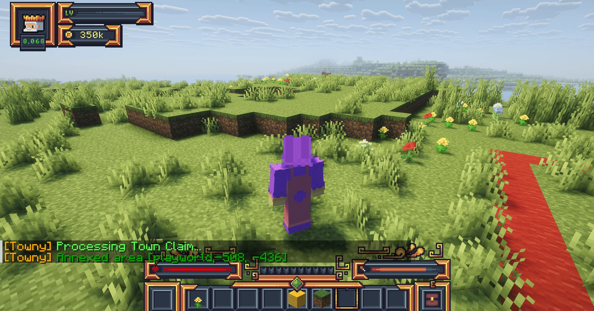 Minecraft Towny Wilderness area before land is claimed by a town