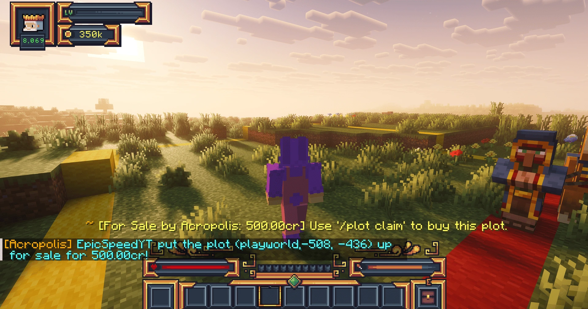 Towny plot for sale for 500 credits in Acropolis on the MineKai Minecraft server